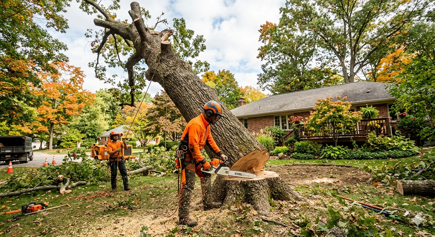 Trimmed, healthy trees on a Rochester property