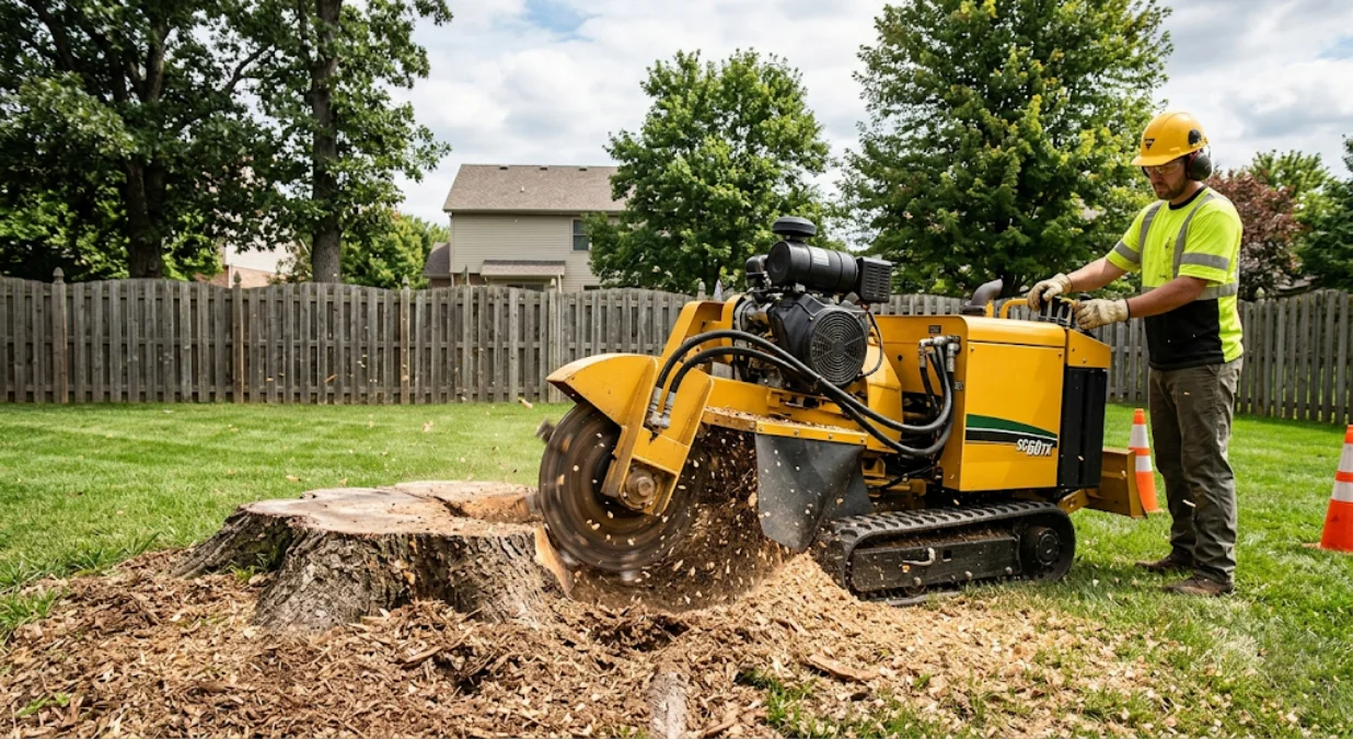 Clean stump removal with yard restored